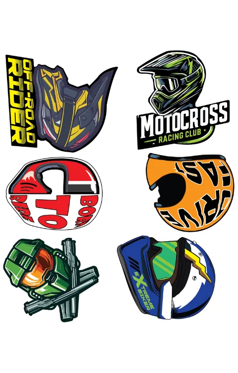 Helmets Packet Sticker Compatible with Anywhere | Printed In Premium Gloss Vinyl With FPF(Fade Protection Film), Water Proof, Precut Sticker, Pack Of 1, Size 2.0 Inches